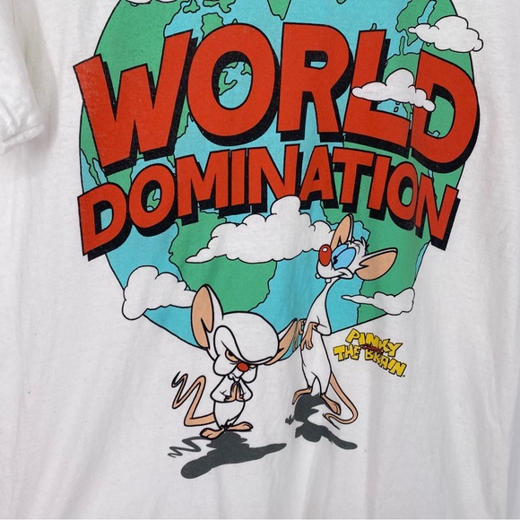 Pinky & The Brain World Domination Animaniacs T-Shirt 90s Y2K Short Sleeve Small - Picture 3 of 6